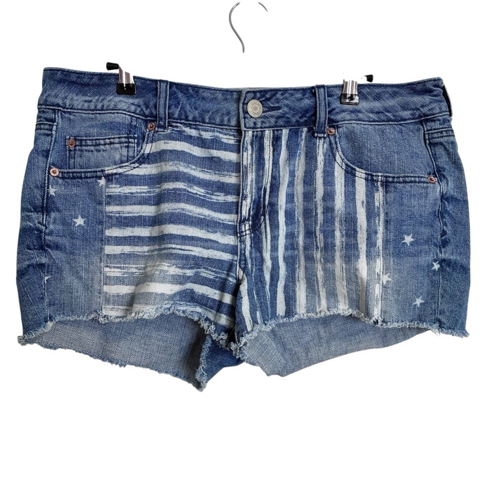American Eagle Low Rise Denim Short American Flag Print
